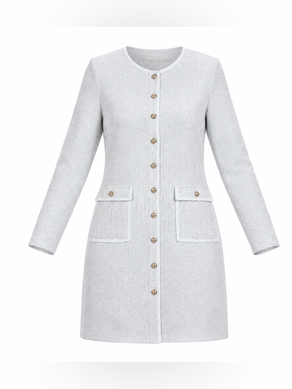 Classic Women’s Plus Tweed Button-Front Dress White Size XXL